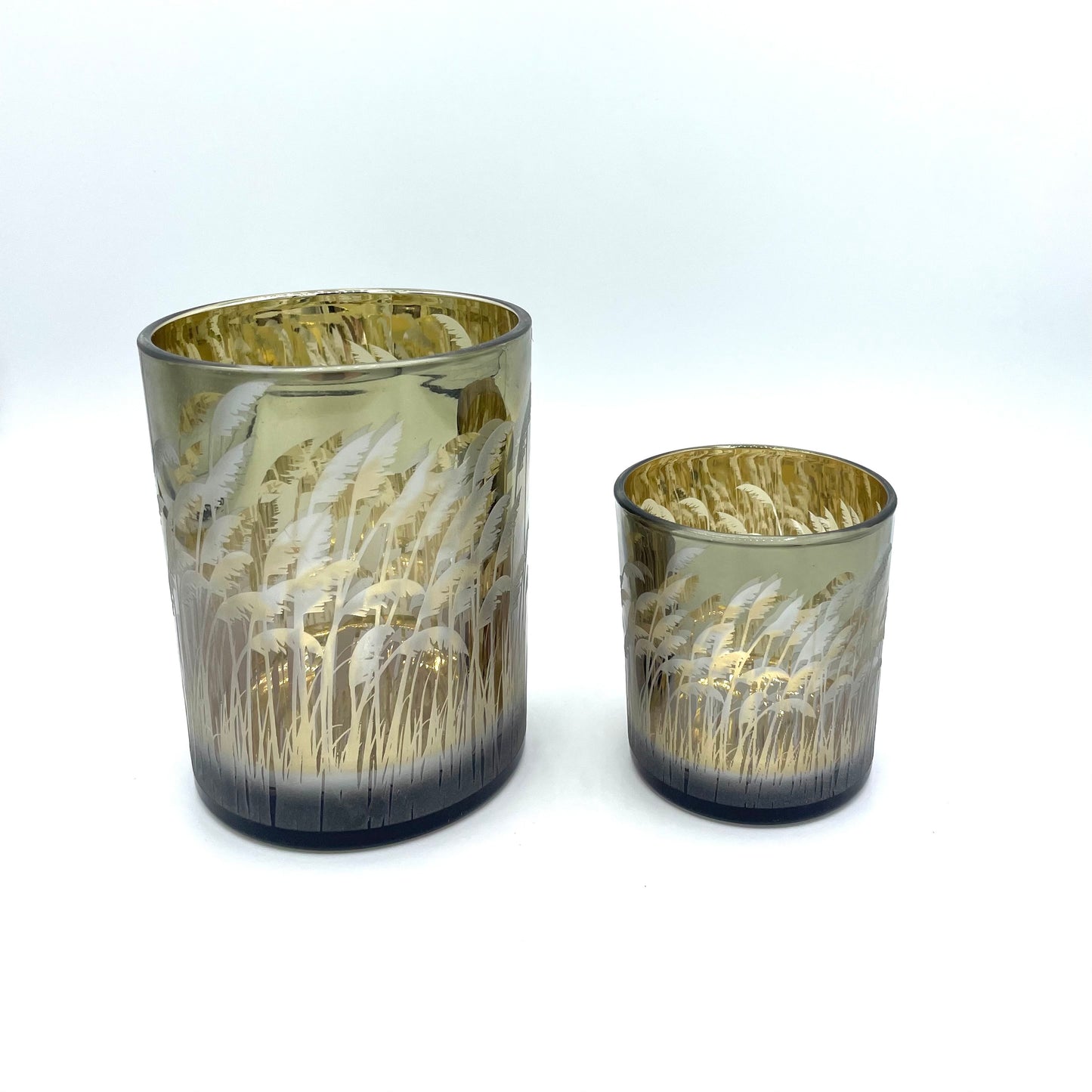 Windlicht palmgras goud medium